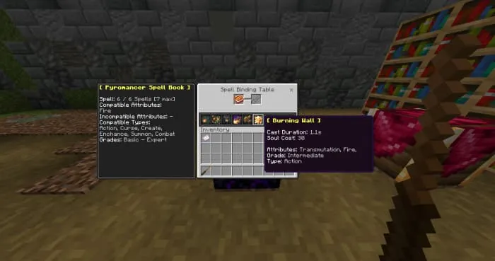 Интерфейс стола привязки заклинаний