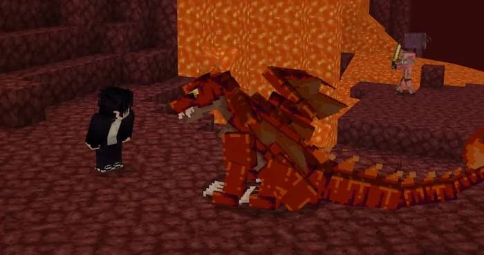 Сидящий огненный дракон