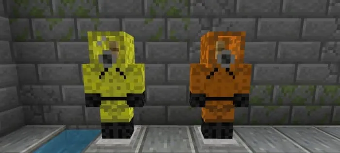 Жёлтый и оранжевый защитные костюмы