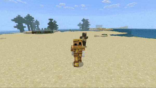 Зомби атакует игрока в медовой броне