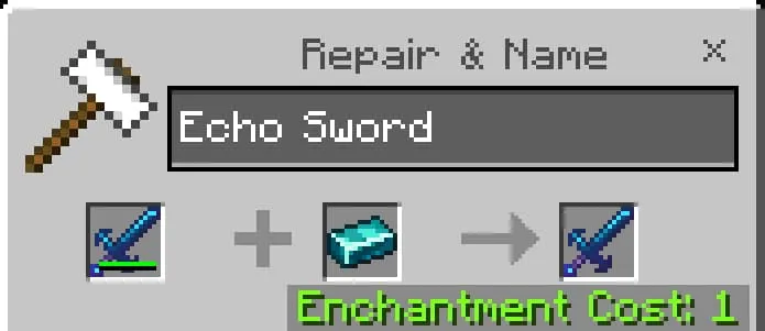 Ремонт меча с помощью слитка