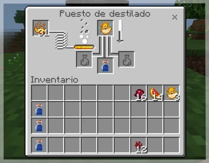 Игрок варит зелье подводного дыхания