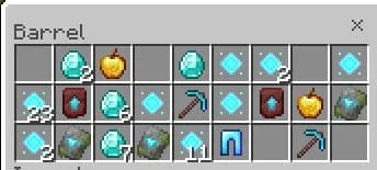 Алмазы, кирки и шаблоны в бочке