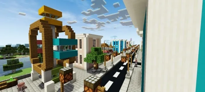 Улица города с фонарями