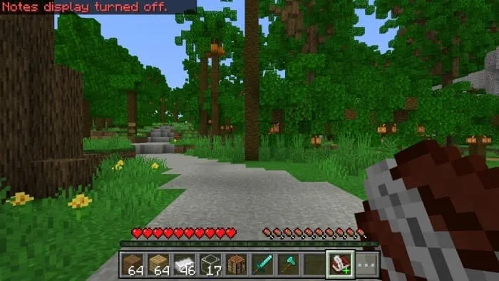 Отображение заметок выключено