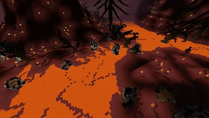 Река лавы у подножия замка