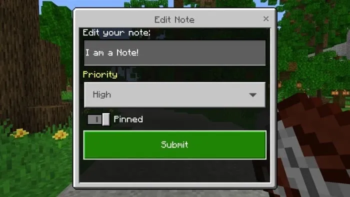 Редактирование заметки