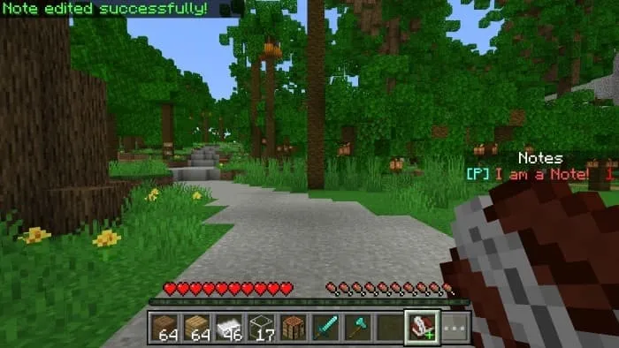 Уведомление сохранения измененной заметки