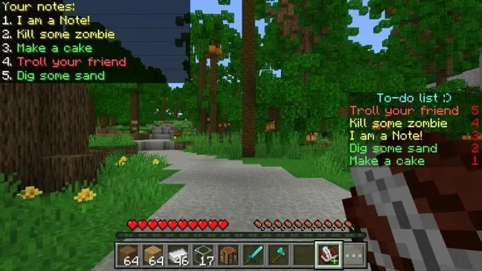 Список задач в Майнкрафт