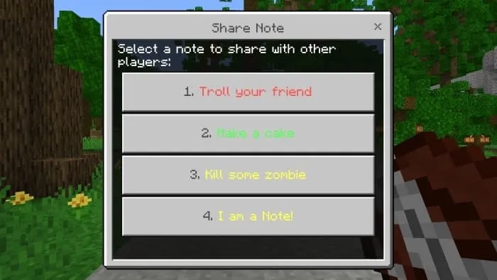 Выбор заметки для поделиться