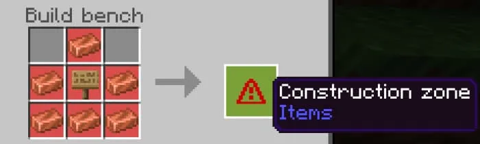 Крафт предмета зоны строительства