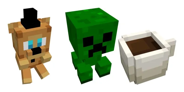 Тотемы в виде игрушки, крипера и кружки чая