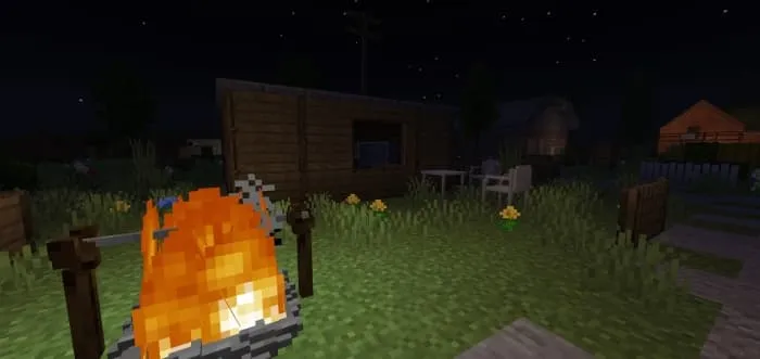 Костер и помещение для выживших