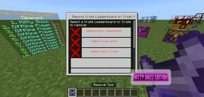 Меню инструмента для удаления сундуков