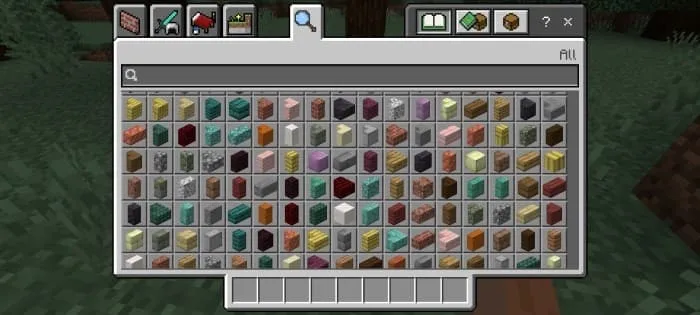 Все блоки в творческом инвентаре