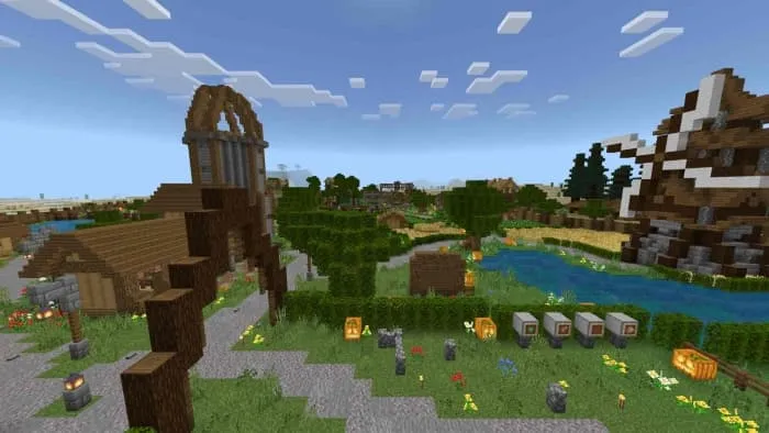 Деревня с мельницей