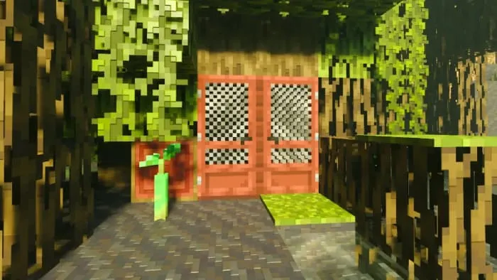 Двери с тканью в мангровом болоте