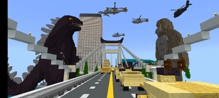 Статуи годзиллы и конга