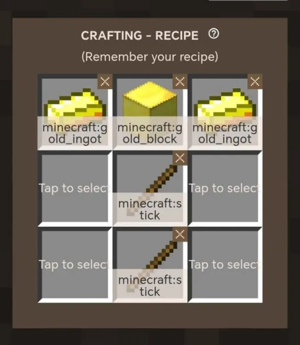 Крафт двойной золотой кирки