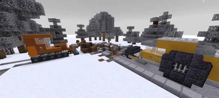 Бульдозер разрушает постройки