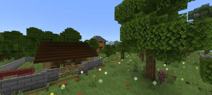 Вид на лес и дома