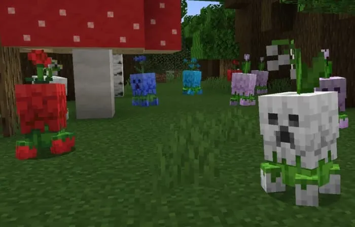 Цветочные криперы в лесу из тёмного дуба