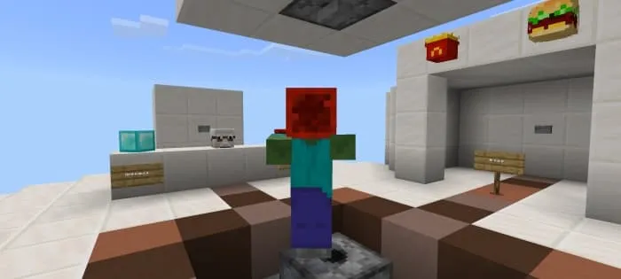 Зомби с блоком красного камня на голове