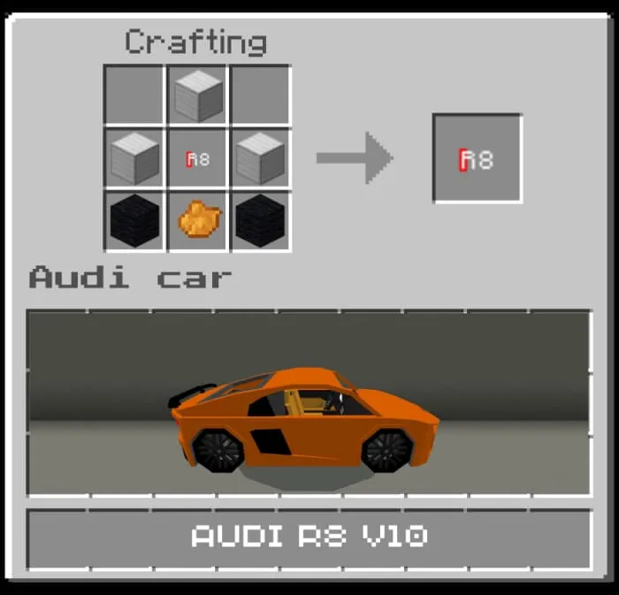 Крафт автомобиля R8 V10 оранжевого цвета