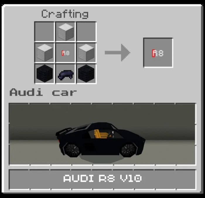 Крафт автомобиля R8 V10 чёрного цвета