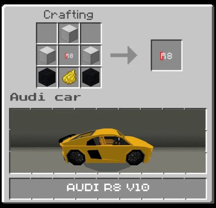 Крафт автомобиля R8 V10 желтого цвета