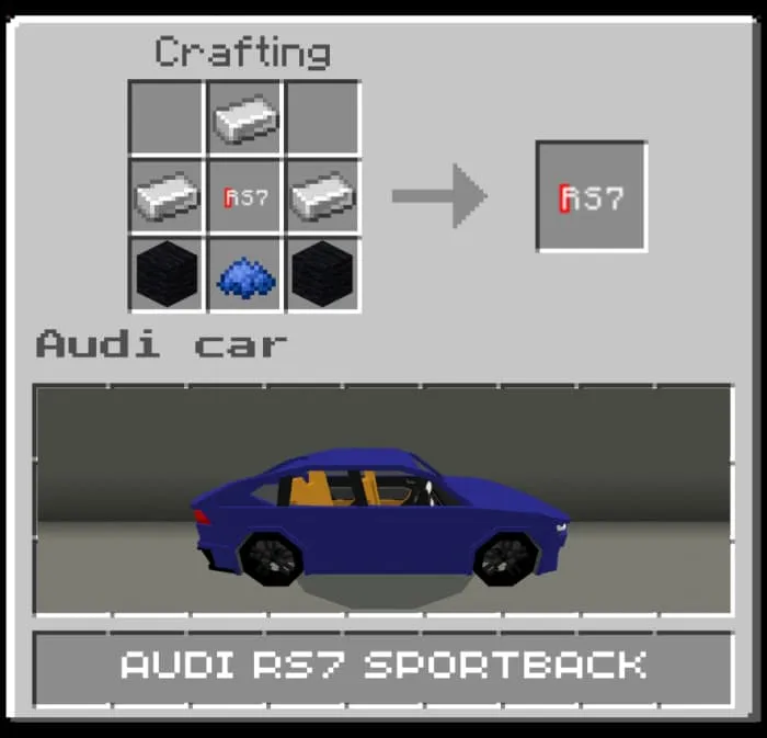 Крафт автомобиля RS7 синего цвета