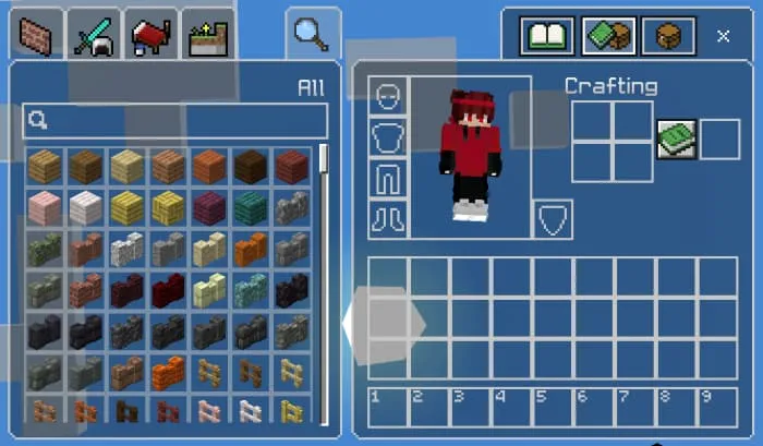 Прозрачный интерфейс инвентаря