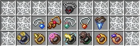 Кольца и амулеты в слотах сундука