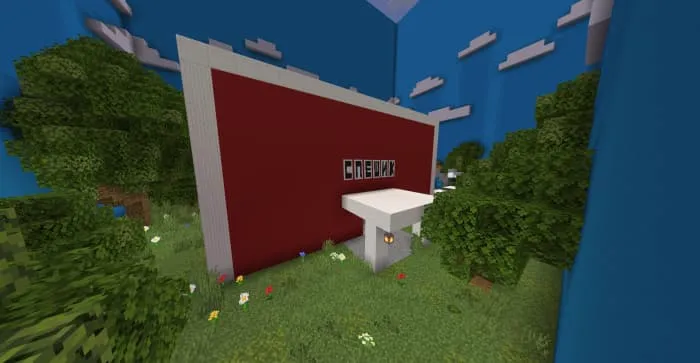 Магазин из красных блоков