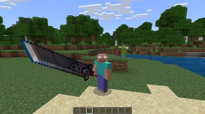 Большой темный меч в руке у игрока