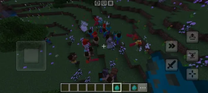 Битва людей и мобов с другого ракурса