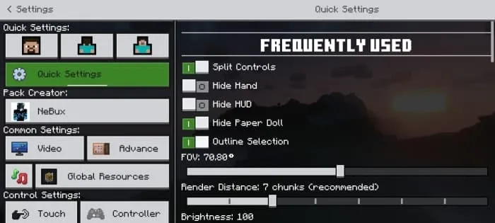 Параметры игры и настройки