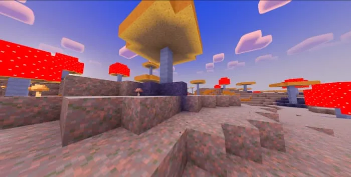 Грибной биом с новыми текстурами мицелия