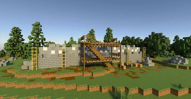 Незаконченные строительные работы на опушке