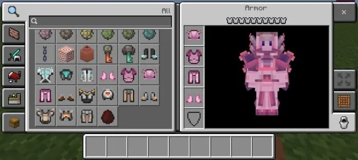 Розовый комплект брони с виде аксолотля