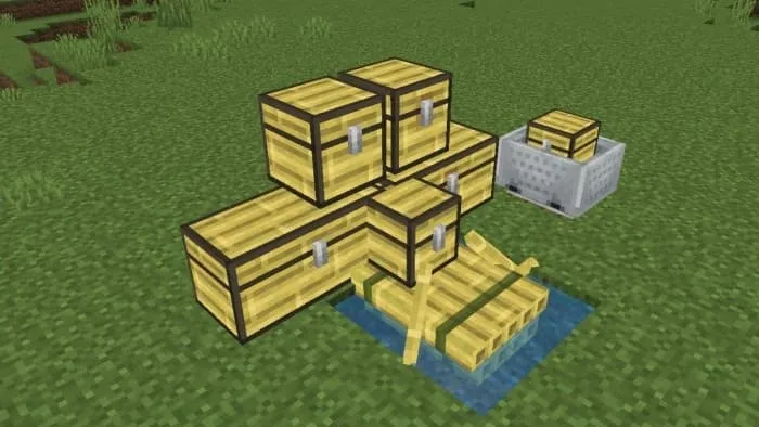 Бамбуковые сундуки и плот с сундуком