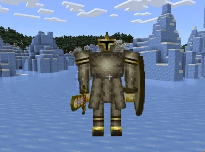 Железный рыцарь с мечом и щитом