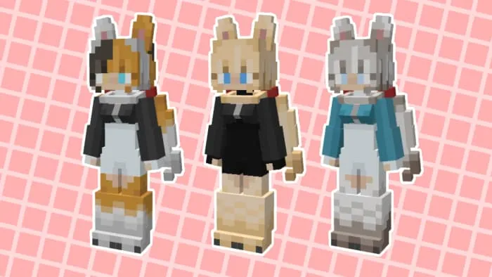 Три новых текстуры кошек в виде девушек