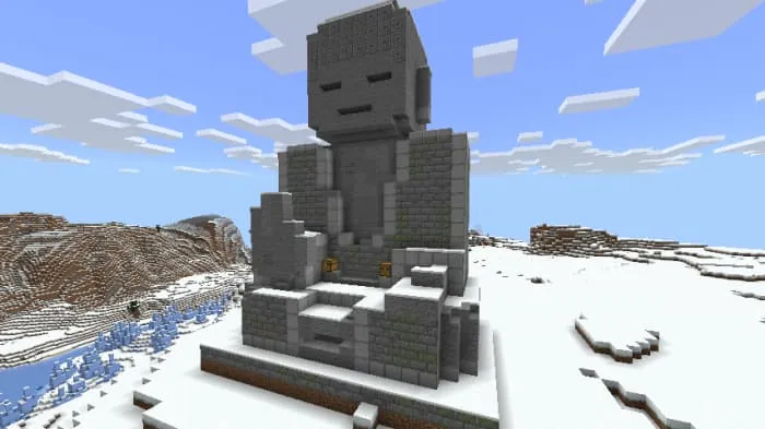 Обледеневшая фигура, замершая в снежных просторах