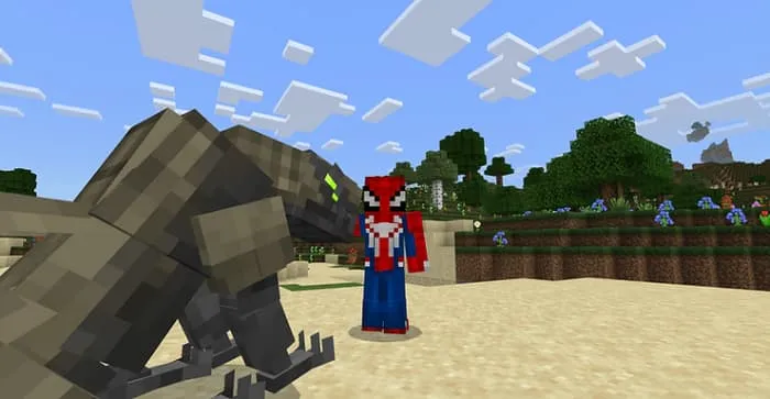 Робот в виде ящерицы рядом с игроком