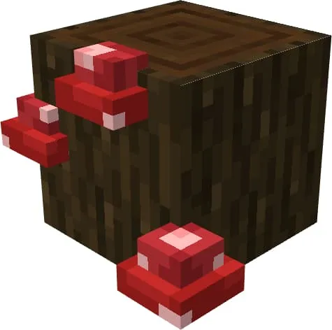 Мухоморы на темном бревне