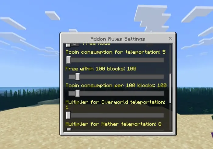 Ползунки для настройки параметров