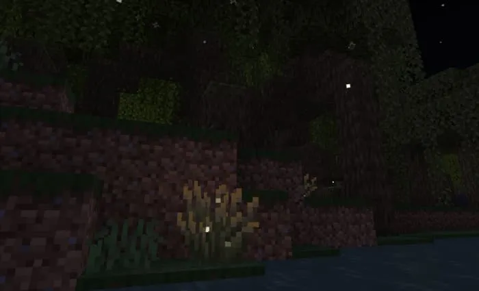 Куст светлячков ночью