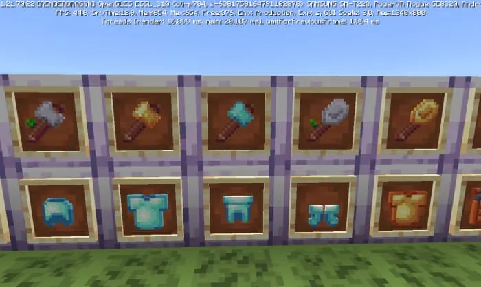 Новый вид брони и инструментов в рамках