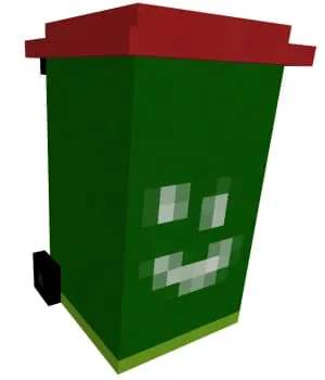 Шляпа в виде мусорки на колесиках